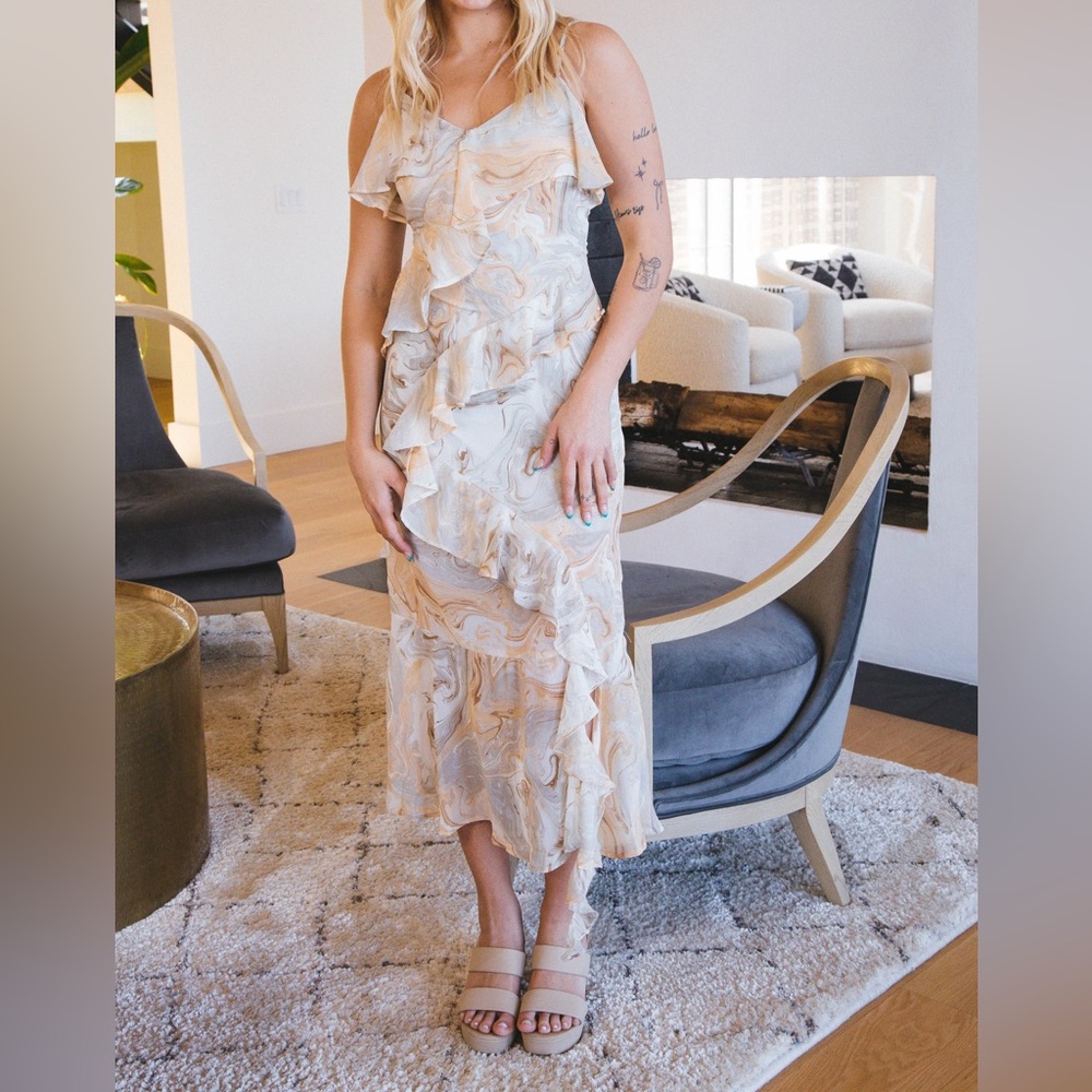 Blu Pepper Swirl Pattern Midi Dress